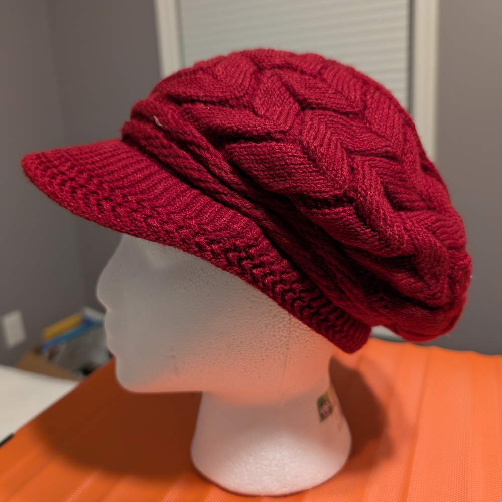 Red Knit Women's  Cap